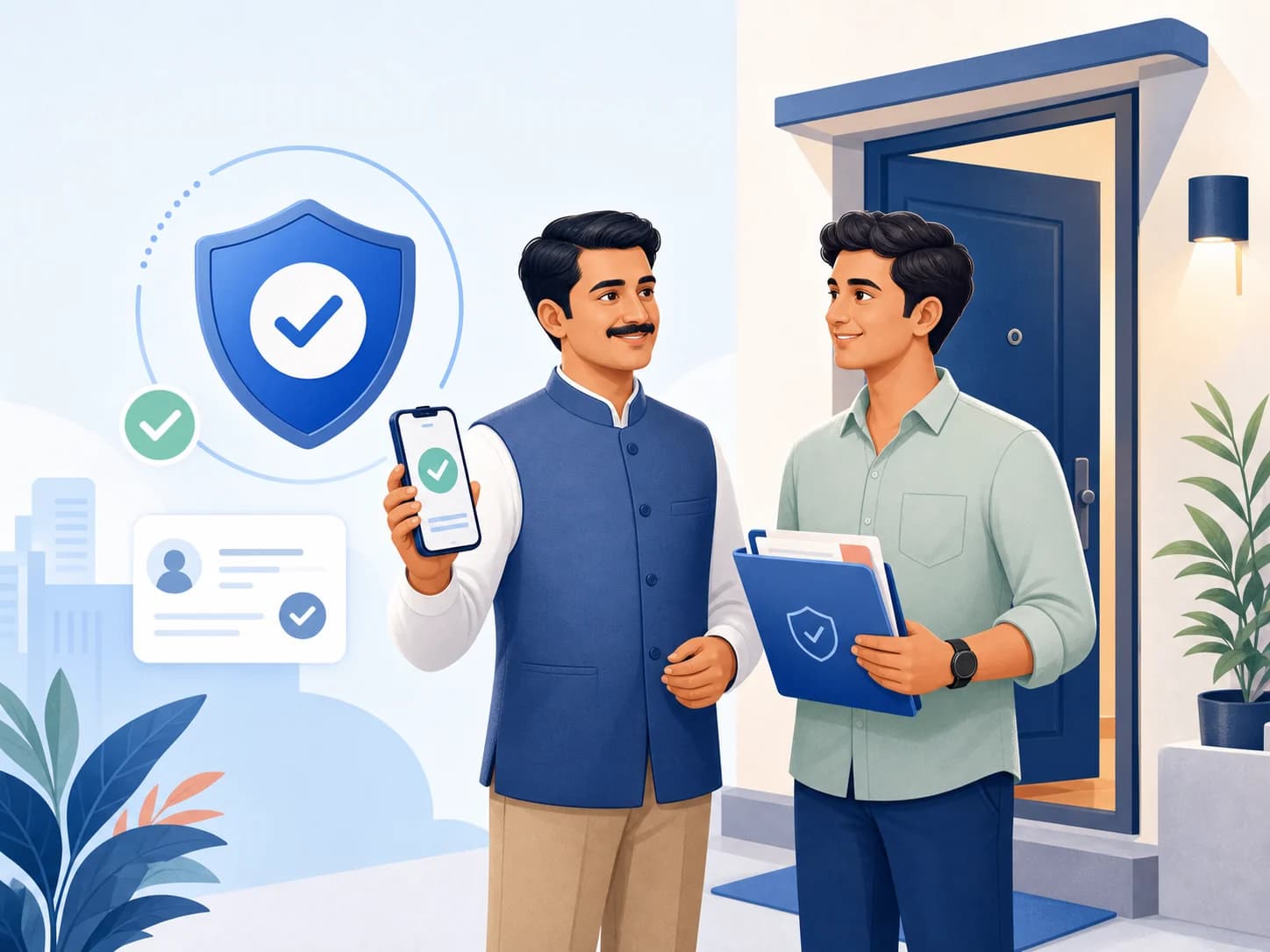 Landlord and tenant completing a secure online verification